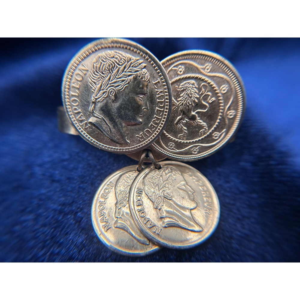 Vintage Scarf Clip Women OS Gold Good Napoleon III Empereur French Coin Jewelry
